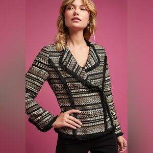 Anthropologie Moon River Braelynn Metallic Tweed Snap Jacket Sz XS